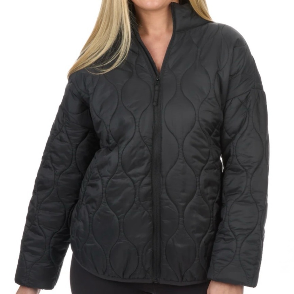 Black Quilted Women’s Jacket - Lightweight Zip Front